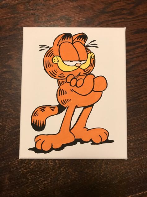 Cartoon Character Painting Ideas, Garfield Painting, Canvas Art Projects, Hippie Painting, Patterns Wallpaper, Canvas Painting Tutorials, Cute Canvas Paintings, Cute Canvas, Cute Paintings