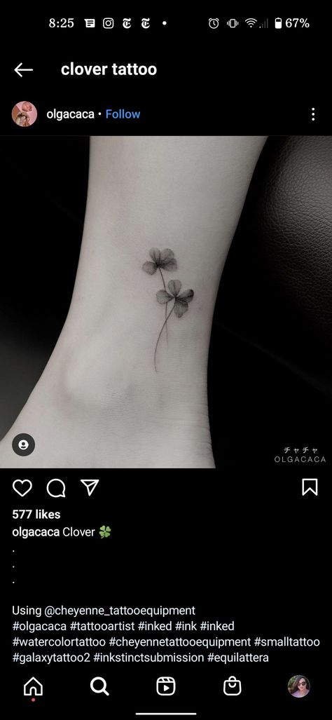 Shamrock Flower Tattoo, Clover Tattoo Black And White, Dainty 4 Leaf Clover Tattoo, Purple Clover Tattoo, Tattoo Clover Four, Clover Flower Tattoo, Ireland Tattoos, Irish Tattoos For Women, Irish Clover Tattoo