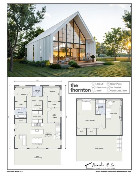 Barndo & Co (@barndoandco) • Instagram photos and videos Modern Barndominium Plans, Barndamiduum Floor Plans, Small Barndominium Interior, Loft In Garage, Barndo Floor Plans, Barndo Exterior, Pink Cabin, Barn Dominium Houses, Tropical House Plans