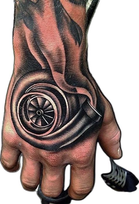 Turbo tattoo Car Related Tattoos For Men, Turbo Tattoo, Mechanical Sleeve Tattoo, Engine Tattoo, Gear Tattoo, Fire Fighter Tattoos, Mechanic Tattoo, Wolf Tattoo Sleeve, Pretty Hand Tattoos