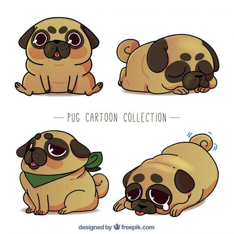 Create Cartoon Character, Pug Cartoon, Pug Illustration, Dog Design Art, Cute Dog Cartoon, Cute Dog Drawing, Cute Potato, Custom Pet Art, Pug Art