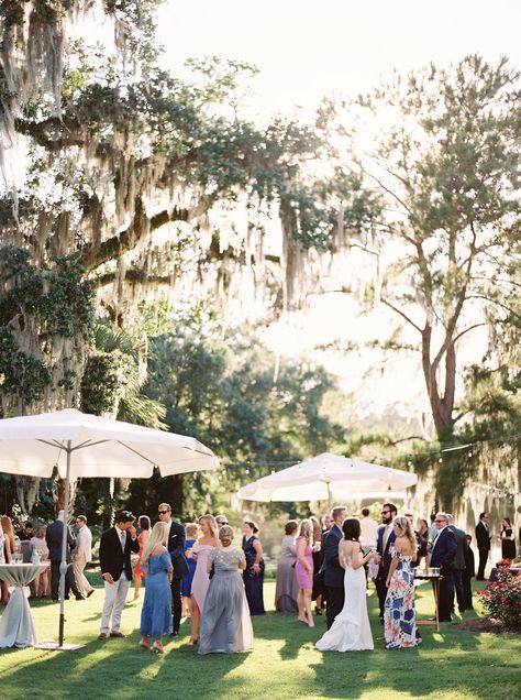 Pretty In The Pines, Cocktail Hour Decor, Charleston Sc Wedding, Outdoor Cocktail, Cocktail Hour Wedding, Umbrella Wedding, The Pines, Garden Party Wedding, Wedding Attire Guest