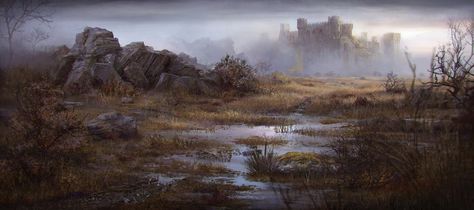 Castle of the Riverlands Landscape Concept, Fantasy Places, Inspirational Artwork, Beautiful Dark Art, Matte Painting, Fantasy Art Landscapes, Fantasy Concept Art, High Fantasy, Environment Design