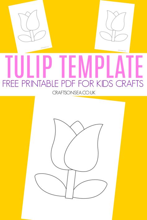 Tulip Template (FREE Printable) Tulip Template, Tulip Craft, Printable Flower Pattern, Free Paper Flower Templates, Origami Paper Flowers, Flower Templates Printable, Template Images, Spring Art Projects, Tulip Colors