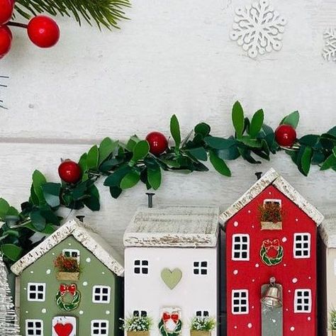 Becki on Instagram: "Oh I wish it could be Christmas everydayyyyyy!! 🤣🤣 because I absolutely LOVE making these festive streets!! They are always a pleasure to work on and I love adapting them to suit YOUR style! I’ve added extra flowers and garden tools to suit a keen gardener and it will soon be off to its forever home in the USA 🤩 #gardenergifts #theseasaltshed #theseasaltshedoriginal #interiordesign #interiorstyling #suitsyou #yourstyle #yourdecorstyle #festivescene #christmasdecor #homede Wooden Christmas Houses, Flowers And Garden, Wood Houses, Christmas Crafty, Wood Block Crafts, Pottery Houses, Bee Creative, Winter Cottage, Christmas Blessings