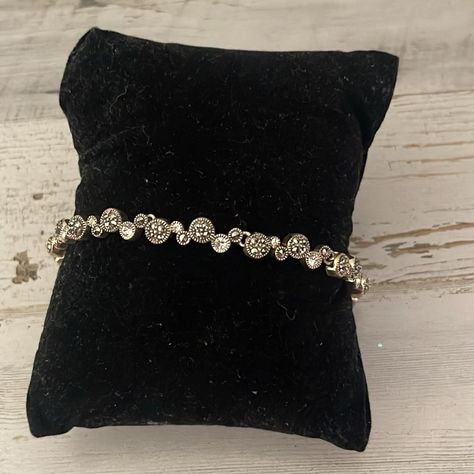 Judith Jack Sterling Silver, Crystal And Marcasite Bracelet. In Excellent Condition! Marked 925, Jj. Measures 7”. So Dainty And Pretty Judith Jack Jewelry, Marcasite Bracelet, Silver Crystal, Sparkle, Size 7, Bracelet, Sterling Silver, Crystals, Silver