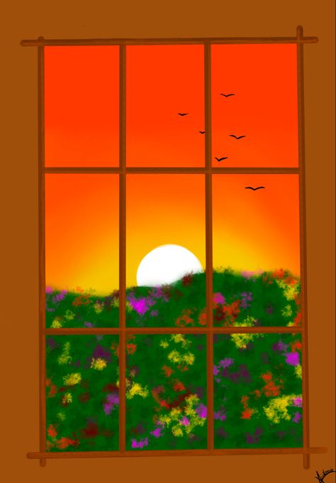 #Sunset #drawing #ipad #colors Ipad Colors, Sunrise Drawing, Sunset Drawing, Drawing Ipad, Window Drawing, Sun Photo, Drawing Journal, Morning Sunrise, Window Painting