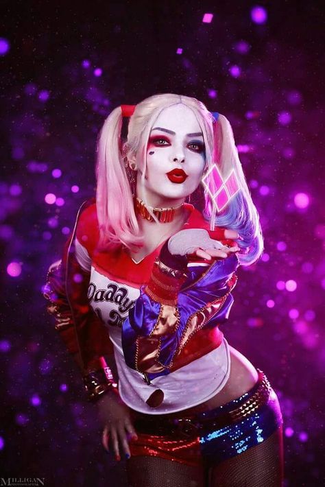 Harley Quinn, Blonde Hair, Blonde, Purple, Makeup, Hair, Make Up