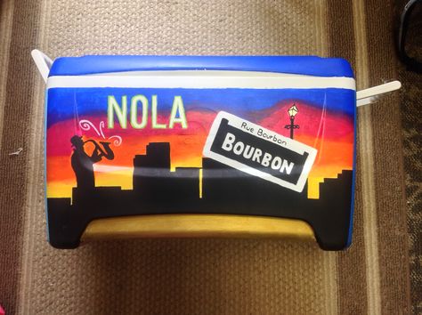 NOLA New Orleans Fraternity Formal Hand Painted Cooler New Orleans Formal Cooler, New Orleans Cooler, New Orleans Frat Cooler, Frat Coolers Nola, Nola Cooler Formal, Nola Formal Cooler, Nola Frat Cooler, Ato Cooler, Painted Fraternity Coolers