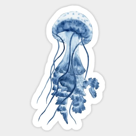 Hand-painted watercolor jellyfish. -- Choose from our vast selection of stickers to match with your favorite design to make the perfect customized sticker/decal. Perfect to put on water bottles, laptops, hard hats, and car windows. Everything from favorite TV show stickers to funny stickers. For men, women, boys, and girls. Whale Sticker Aesthetic, Blue Stickers Png, Ocean Stickers Printable, Jellyfish White Background, Dark Blue Stickers, Jellyfish White, Jellyfish Png, Sea Stickers, Jellyfish Sticker