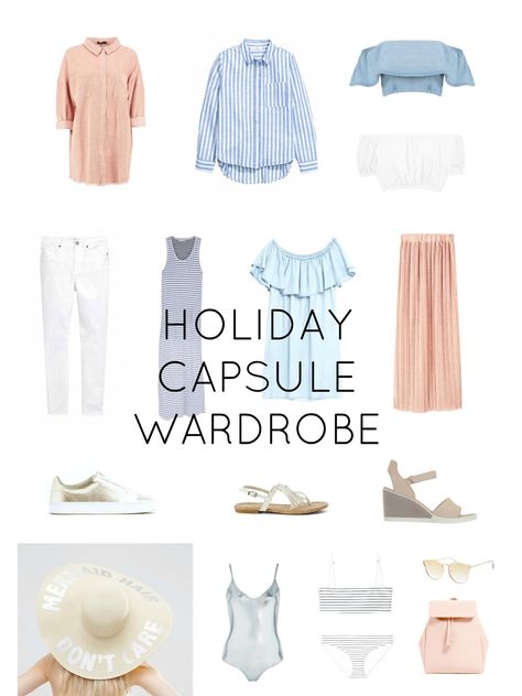 Sun Holiday Capsule Wardrobe, Summer Holiday Capsule Wardrobe, Holiday Capsule Wardrobe, Metallic Swimsuit, Cute Pumps, Sun Holiday, Floppy Straw Hat, Uk Lifestyle, The Wilds