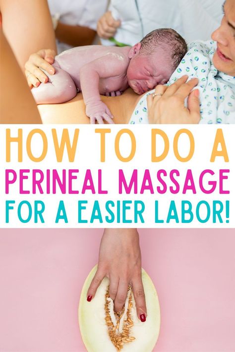 A perineal massage can significantly reduce your chances of tearing during labor and will help you have an easier natural birth. It is also very important if you are planning on doing hypnobirthing! This post has instructions on how to do it (including a video) – for you or your partner - what oils to use or not to use, benefits and when to do it. #naturalbirth #perinealmassage #hypnobirthing How To Perineal Massage, Massage To Induce Labor, How To Not Tear During Labor, How To Do Perineal Massage, Birthing Positions With Partner, Reduce Tearing During Birth, Painless Labor Natural Birth, When To Start Perineal Massage, Best Birthing Positions Labor