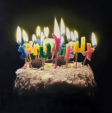 620d01dbd56780e24398047f Birthday Cake Painting, Cake With Candles, Cake Painting, Food Painting, Birthday Cake With Candles, Painted Cakes, Candle Cake, A Paris, Hyperrealism