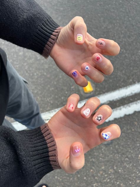 NAILS 2022 Natural Painted Nail Designs, Simple Nails Men, Wrestling Nails, Stud Nails Designs, Simple Manicure Designs, White Manicure Designs, Mens Nail Designs, Guy Nail Art, Nail Designs For Men