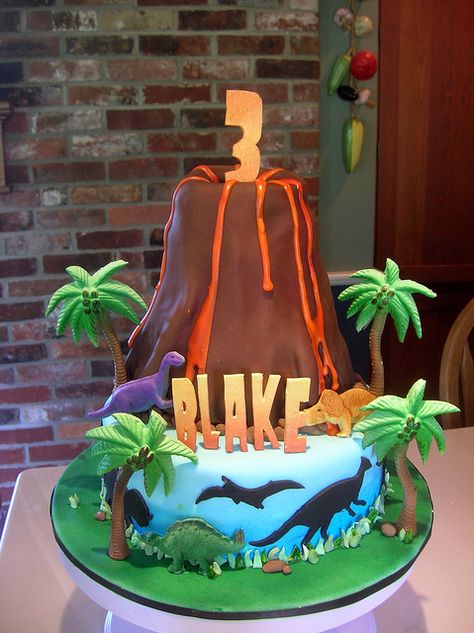 cool cake for a dinosaur cake too Dinosaur Volcano Cake, Survivor Cake, Dinosaur Volcano, Volcano Cake, Survivor Party, Dino Cake, Dinosaur Birthday Cakes, Dinosaur Cake, Different Cakes