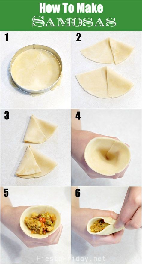 How To Make Samosas | Step-by-step instructions on how to cut, fill, and crimp your samosa dough, for a spectacular result #samosas #Indian #appetizer #vegetarian #vegan #sorrel #rhubarb Samosa Pastry Dough, Samosas Dough Recipe, Indian Somas, Samosa Dough Recipe How To Make, African Samosa Recipe, How To Fold Samosas Step By Step, How To Make Samosas Step By Step, How To Make Samosas Dough, Samosa Wrapper Recipe