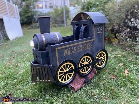 Polar Express Train Box Car Ideas, Polar Express Costume, Polar Express Writing, Toddler Car Activities, Cardboard Train, Train Costume, Thomas Birthday Parties, Halloween Train, Thomas Birthday