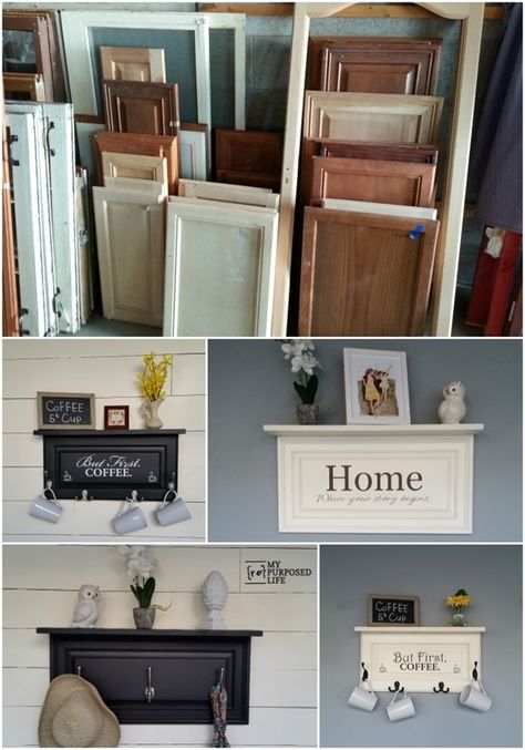 Four easy cabinet door projects will inspire you to think outside the box and create some great home decor items with old cabinet doors. Smart School House, Koti Diy, Old Cabinet Doors, Smart School, Old Cabinets, School House, Trash To Treasure, Happy Home, Refurbished Furniture