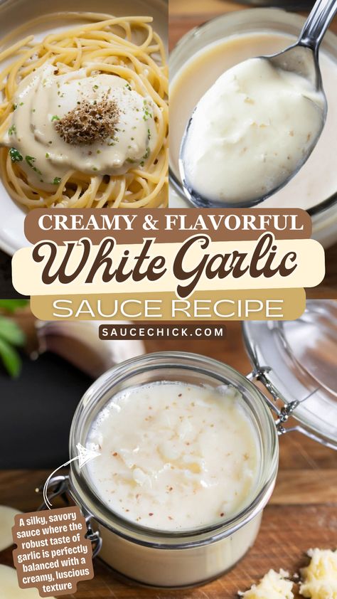 White Garlic Sauce Recipe for Creamy, Flavorful Goodness Homemade Cream Sauce, Pasta White Sauce Recipe, Garlic White Sauce, White Garlic Sauce, Homemade White Sauce, Butter Sauce For Pasta, Creamy Sauces, White Pasta Sauce Recipe, Garlic Pasta Sauce