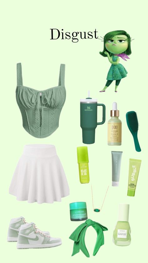 Disgust from Inside Out inspired fit#green Disgust Inspired Outfits, Inside Out 2 Outfit Ideas, Inside Out Outfit Ideas, Disgust Inside Out, Disney Princess Inspired Outfits, Inside Out Costume, Disney Character Outfits, Disney Outfits Women, Princess Inspired Outfits