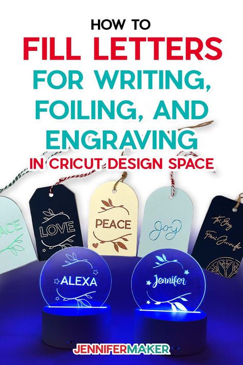 Tutorial on how to make a Cricut fill in letters for foil, pens, and engraving from JenniferMaker. Circuit Maker, Pen Projects, Jennifer Maker, How To Make Letters, Cricut Inspiration, Cricut Help, Cricut Hacks, Pen Craft, Reading Tarot