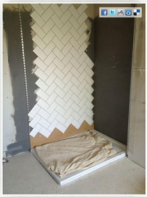 Wall Tile Patterns, Tile Patterns Bathroom, Beach Fireplace, Herringbone Tile Pattern, Bathroom Etagere, Tiles Uk, Bathroom Shower Walls, White Ceramic Tiles, Tile Layout