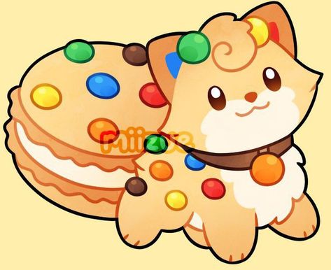 Candy Animals Art, Animals Mixed With Food Drawings, Food Oc Drawing, Food Animal Illustration, Candy Character Art, Dessert Animals Drawing, Animals As Food Drawings, Dessert Character Design, Cute Food Animals