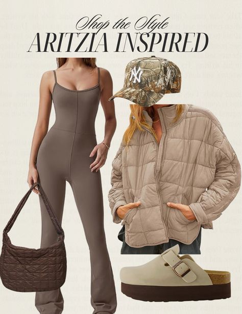 Aritzia + Free People inspired look for less ✨ Fall outfits, fall fashion, Aritzia jumpsuit, Birkenstock platform dupe, fall shoes, camouflage Follow my shop @hannahbyathread on the @shop.LTK app to shop this post and get my exclusive app-only content! #liketkit #LTKfindsunder50 #LTKfindsunder100 #LTKstyletip @shop.ltk https://liketk.it/4jAao How To Style Aritzia Jumpsuit, Aritzia Jumpsuit Outfit Fall, Football Game Outfit Casual, Aritzia Jumpsuit Outfit, Birkenstock Platform, How To Style Jumpsuit, Jumpsuit Outfit Fall, Aritzia Jumpsuit, Casual Travel Outfit