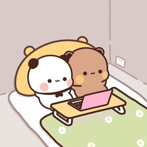 Romantic Movie Night, Night Place, Bubu And Dudu, Dudu Bubu, Cozy Romantic, Pusheen Cute, Bubu Dudu, Chibi Cat, Cute Bear Drawings