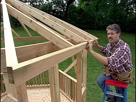 How To Build A Gazebo. DIY Timber Frame Wood Back Yard Gazebo. Simple Woodwork Pergola & Round Back Yard Gazebo, Carpentry Joints, Yard Gazebo, Gazebo Diy, Diy Gazebo, Gazebo Roof, Pergola Pictures, Gazebo Plans, Steel Pergola