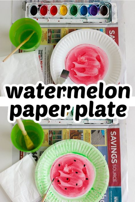 This watermelon paper plate craft is not only fun to make, but make a great frisbee at the park or beach this summer too. Watermelon Painting, Fruit Crafts, Paper Plate Craft, Kids Crafting, Summer Crafts For Kids, Paper Plate Crafts, Painted Plates, Patriotic Outfit, Family Crafts