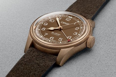 Oris Big Crown, Big Crown, Brown Leather Strap, New Designs, Swiss Watches, Bronze Color, Omega Watch, Coming Out, Leather Watch