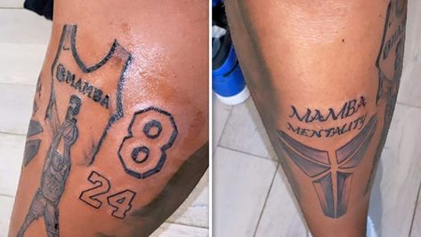 Shareef O'Neal is honoring Gianna and Kobe Bryant by tattooing their jerseys on his body ... and the pictures are amazing. Kobe Jersey Tattoo, Kobe 8 Tattoo, Kobe Tattoo, Jersey Tattoo, Black Mamba Snake, Kobe 8, Kobe Bryant Black Mamba, Kobe Bryant Wallpaper, Cool Forearm Tattoos