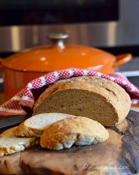 A Quick No Knead Crusty Rye Bread - LindySez Recipe No Knead Rye Bread Dutch Ovens, Easy Rye Bread Recipes For Beginners, Crusty Rye Bread Recipe, Dutch Oven Rye Bread Recipe, Soft Rye Bread Recipe, No Knead Rye Bread Recipe, Recipes With Rye Flour, German Rye Bread Recipe, Rye Bread Recipe