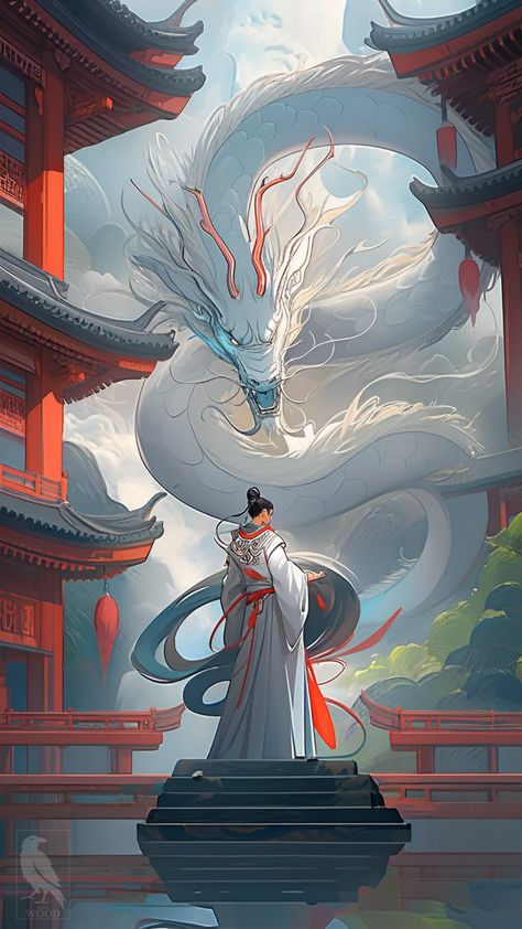 I created this image with artificial intelligence (Midjourney). #mythology #goddess #gods #asianmythology #art #aesthetic #ravenwood #dragon Asian Mythology, Dragon Mythology, Chinese Dragon Art, Movies Art, Ancient Chinese Art, Creative Infographic, Asian Dragon, Chinese Mythology, Dragon Illustration