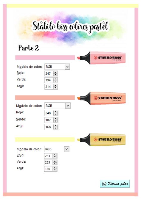 estos hermosos colores pastel de la gama de stabilo boss lo pueden utilizar para word, excel, power point, paint, y también en aplicaciones en donde les permitan personalizar colores. Rgb Color Codes, Bullet Journal Banner, Stabilo Boss, Pretty Notes, Bullet Journal School, School Study Tips, Life Hacks For School, Cute Notes, Bullet Journal Doodles