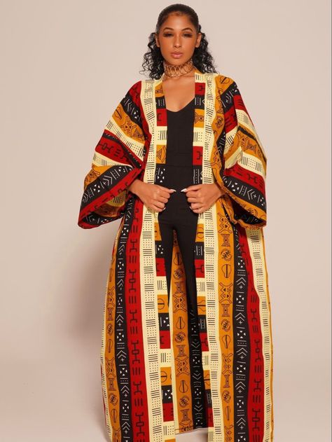 Modern Kimono Fashion Outfits, Long Kimono Outfit, African Kimono, African Print Kimono, Afrocentric Fashion, Modern Kimono, 2piece Outfits, Mode Kimono, African Fashion Traditional