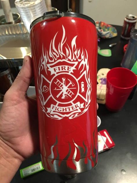 Fireman Tumbler Ideas, Tumbler Ideas For Men, Tumbler Inspiration, Cup Making, Epoxy Crafts, Devine Design, Epoxy Tumbler, Epoxy Tumblers, Fire Fighters