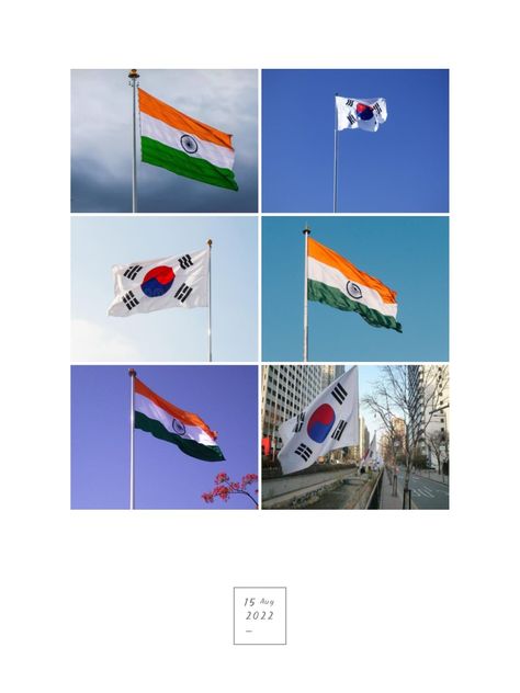 🇰🇷♡🇮🇳 Korean And Indian Flag Together, India And South Korea Flag Together, India And Korea Flag Together, India And South Korea Independence Day, India And South Korea Flag Together Independence Day, Polly Nails, Happy Independence Day Quotes, Flag India, Bts Group Photo Wallpaper