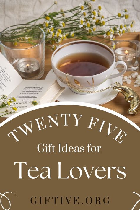 Shopping for someone who loves tea? Check out our list of 25 gift ideas for tea lovers...we hope you find something that they will love! Gifts For The Tea Lover, Tea Set Gift Box Ideas, Tea Gift Basket Ideas Diy, Tea Basket Ideas, Gift Ideas For Tea Lovers, Tea Basket Gift Ideas, Tea Lover Gifts Ideas, Tea Gift Basket Ideas, Tea Gifts Diy