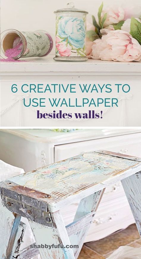 Do you love the wallpaper that is out there these days? If you have some left over pieces, don't toss them but do this instead!   #wallpaper #wallpapercrafts #wallpaperdiy #floralwallpaper #sff225 Ways To Use Wallpaper, Renters Decorating, Wallpaper Crafts, Diy Summer Crafts, Patterned Wall, Diy Projects To Sell, Decoupage Diy, Wallpaper Project, Our First Home