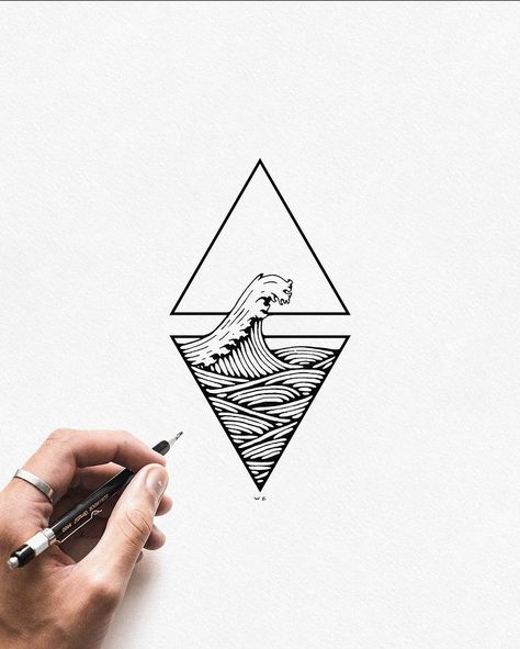 Triangle Wave, Simple Forearm Tattoos, Waves Logo, Tattoo Graphic, Illustrator Art, Small Tattoos For Guys, Waves Tattoo, Wave Art, Vector Drawing