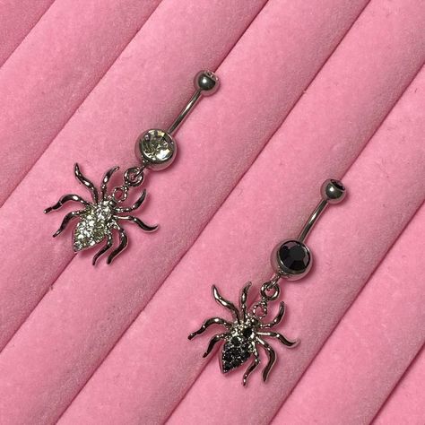 Black Belly Button Piercing, Bellybuttonpiercing Jewelry, Belly Button Piercing Spiderman, Cute Belly Button Rings, Goth Belly Piercing, Cheap Gothic Metal Belly Rings, Gothic Belly Button Piercing, Gothic Navel Piercing, Adjustable Silver Gothic Belly Rings