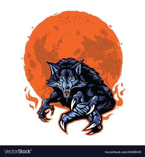 Angry Werewolf, Moon Cartoon, Moon Vector, Wolf Silhouette, Emoji Design, Moon Logo, Cloud Vector, Werewolf Art, Halloween Cartoons