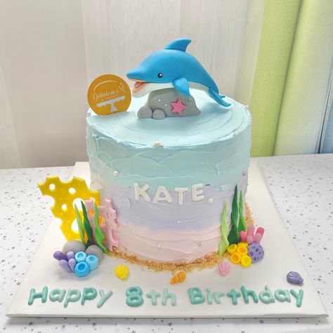 Dolphin & Ocean Themed Birthday Cake Ocean Theme Birthday, Tropical Birthday, Themed Birthday Cakes, Dolphins, Kids Birthday, Birthday Cake, Cake, Birthday