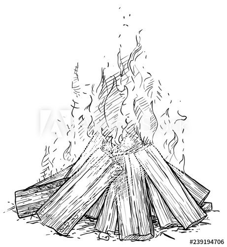 Camp Fire Drawing Reference, Camp Fire Sketch, Camping Sketch Drawings, Fire Ink Drawing, Fire Line Drawing, House On Fire Drawing, Fire Drawing Ideas, Fire Art Drawing, Fire Line Art