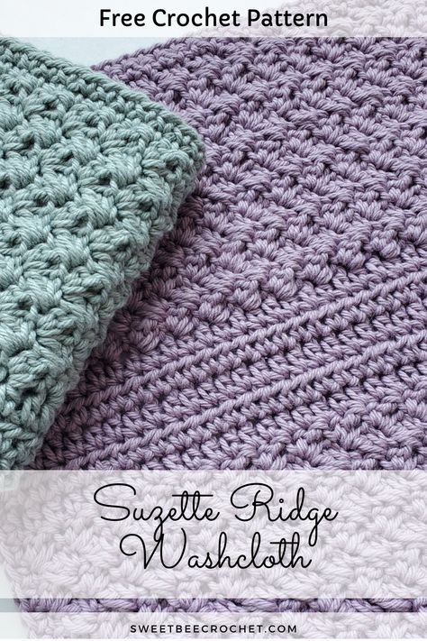 Suzette Stitch Crochet Dishcloth, Washcloth Pattern Crochet, Crochet Pattern Dishcloth, Suzette Stitch Crochet, Knitting Towels, Scrubby Pattern, Cotton Yarn Patterns, Crochet Washcloth Free Pattern, Crochet Dishcloth Pattern