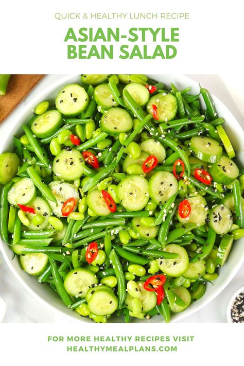 Asian Style Green Beans, Asian Green Beans, Shelled Edamame, Green Bean Salad Recipes, Domestic Geek, Green Bean Salad, Mini Cucumbers, Green Bean Salads, Bean Salad Recipes