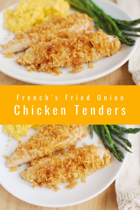 Chicken Fried Onion Recipe, Chicken With Fried Onion Coating, Chicken Fried Onions, French Fried Onion Chicken Tenders, Recipes Using Crispy Fried Onions, Frenches Onion Chicken, French's Fried Onion Chicken, French Fries Onion Chicken, Crispy Fried Onion Chicken