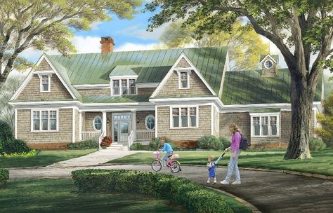 Plan 137-280 - Houseplans.com Shingle House Plans, Cape Cod House Plans, Shingle House, Victorian House Plans, Shingle Style Homes, Beach House Plans, Cape Cod House, Country Style House Plans, Traditional House Plans